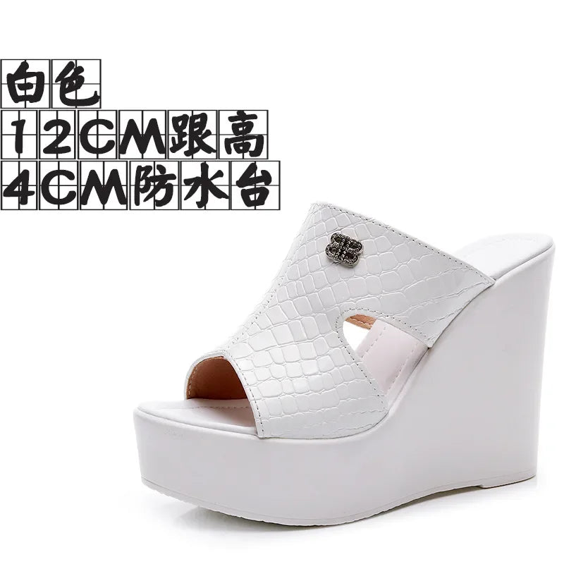 2025 33-43 Summer Wedges Heeled Slippers Ladies Shoes for Women Sandals Peep Toe Outside Women's Slipper Female Platform Sandal