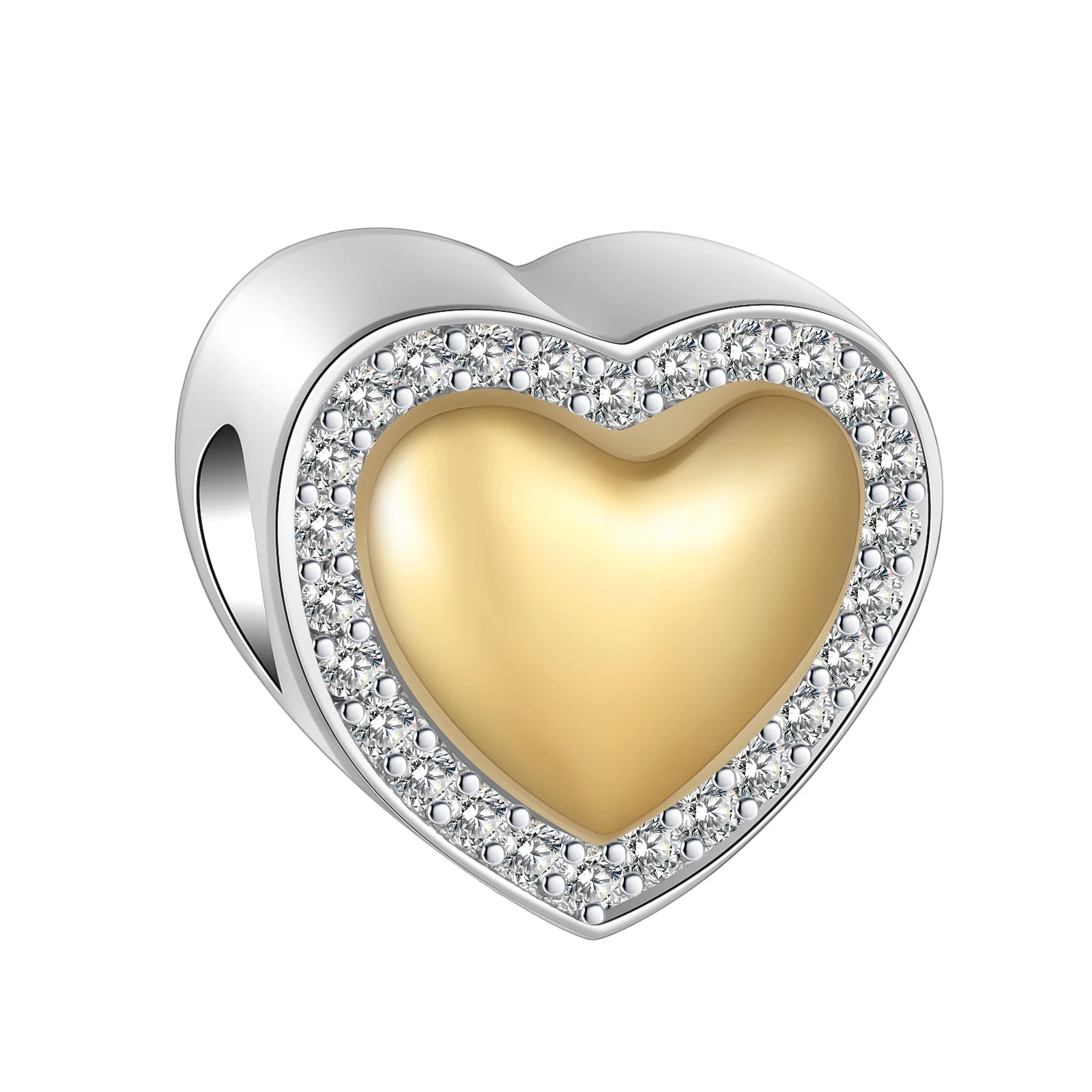 2024 New 925 Sterling Silver Bead Golden Heart-Shaped Lock Birthday Candle Charm Fit Bracelet DIY Women Jewelry