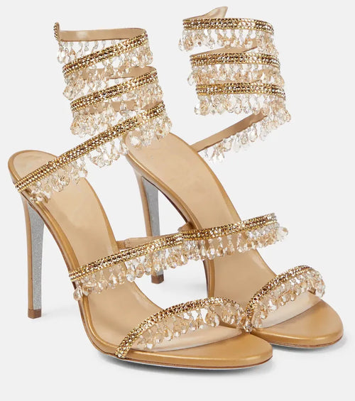 2025 Summer New Colored Diamond Women's High Heel Sandals Water Diamond Fashion Silver Sole Party Party Party High Heel Shoes