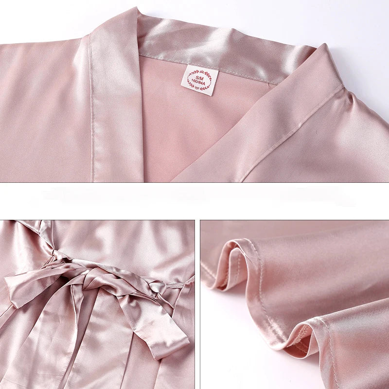 Bride Bridesmaid Wedding Robe Spring Summer New Female Kimono Bathrobe Gown Nightdress Sexy Satin Ruffle Home Dress Lounge Wear