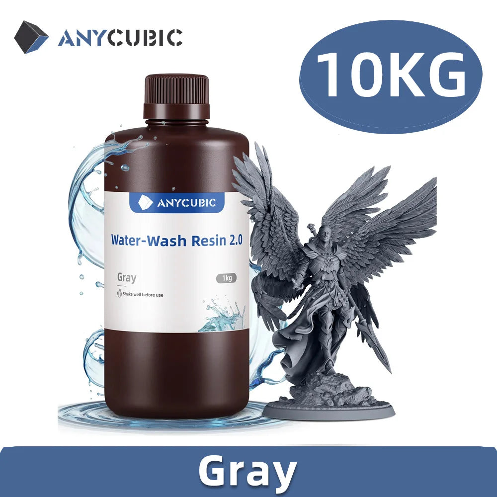 ANYCUBIC 10KG Water-Wash Resin For LCD 3D Printer High Precision Low Odor Low Viscosity 3D Printing Standard Photopolymer