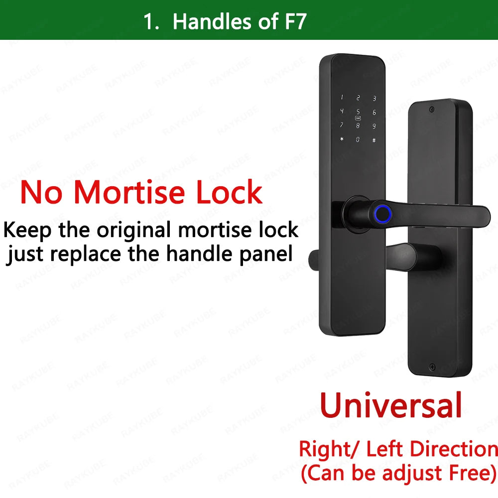 Do Brasil RAYKUBE F7 TT Lock Bluetooth Fingerprint Electric Door Lock Portuguese/English Voice Version With Longer Larger Handle