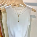 Summer 2026 New Fashion Knitted Vests O-neck Sleeveless Casual Thin Tops Sleeveless Blouse Women Shirt ﻿