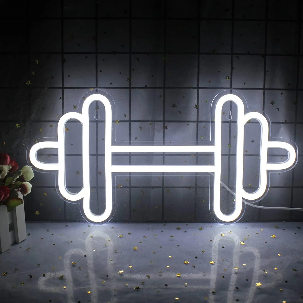 Dumbbell Neon Sign Custom Barbell Gym Neon Signs Gym Letter Neon Light for Sports Room, Decor Club,Party Bar Fitness Club Decor