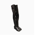 Black Thick-heeled slim tabi boots autumn and winter new split-toe boots over-the-knee boots low-heeled long knight boots