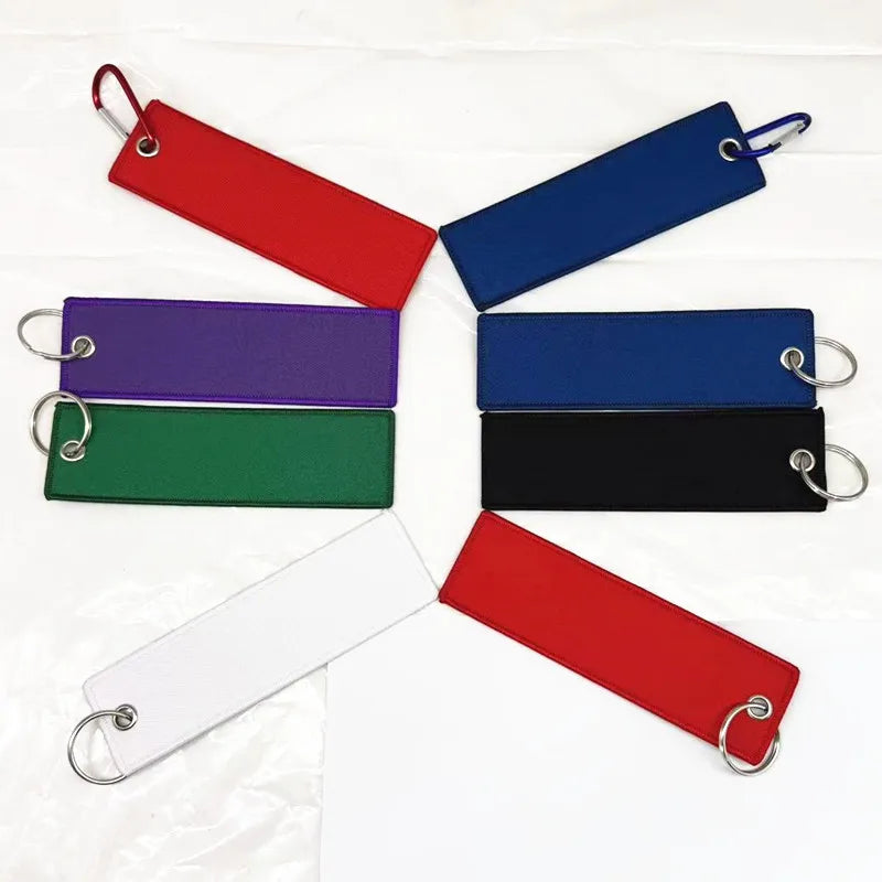 1PC Custom LOGO Keychain Blank Canvas Webbing Personalized Key Chains Motorcycle Popular Ribbon Weave Keyring Bag Accessory
