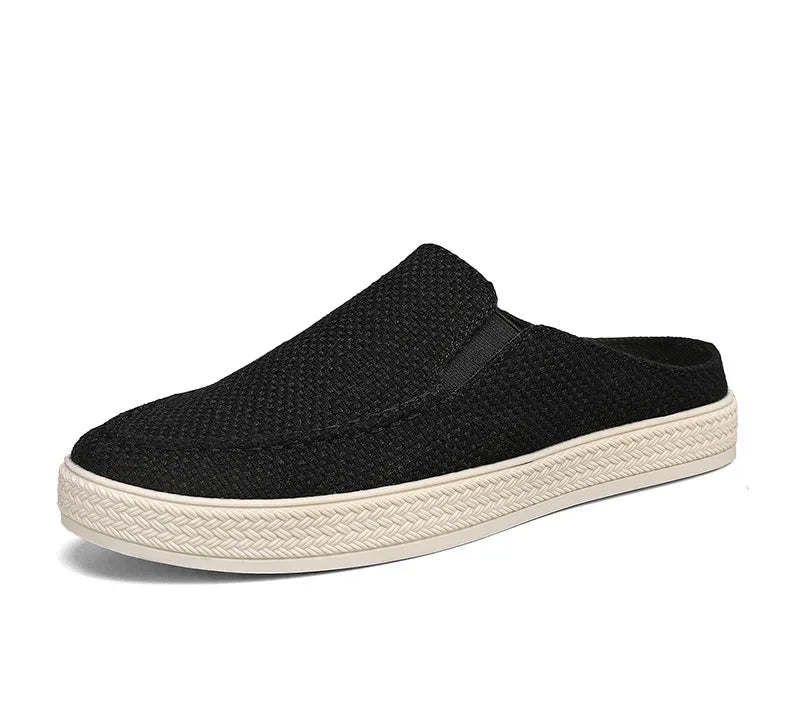 Man Half Slipper Summer New Casual Shoes Half Slippers Breathable Canvas Soft Bottom Lightweight Walking Shoe Vulcanized Shoes