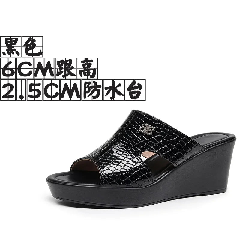 2025 33-43 Summer Wedges Heeled Slippers Ladies Shoes for Women Sandals Peep Toe Outside Women's Slipper Female Platform Sandal