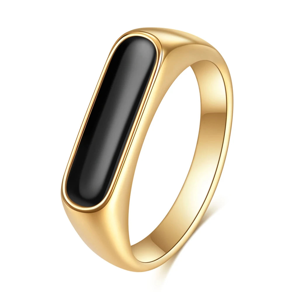 VQYSKO Mother Of Pearl Waterproof Tarnish Free Ring Signet Ring Dainty Bar Beautiful Gift For Her Him Staple Jewelry