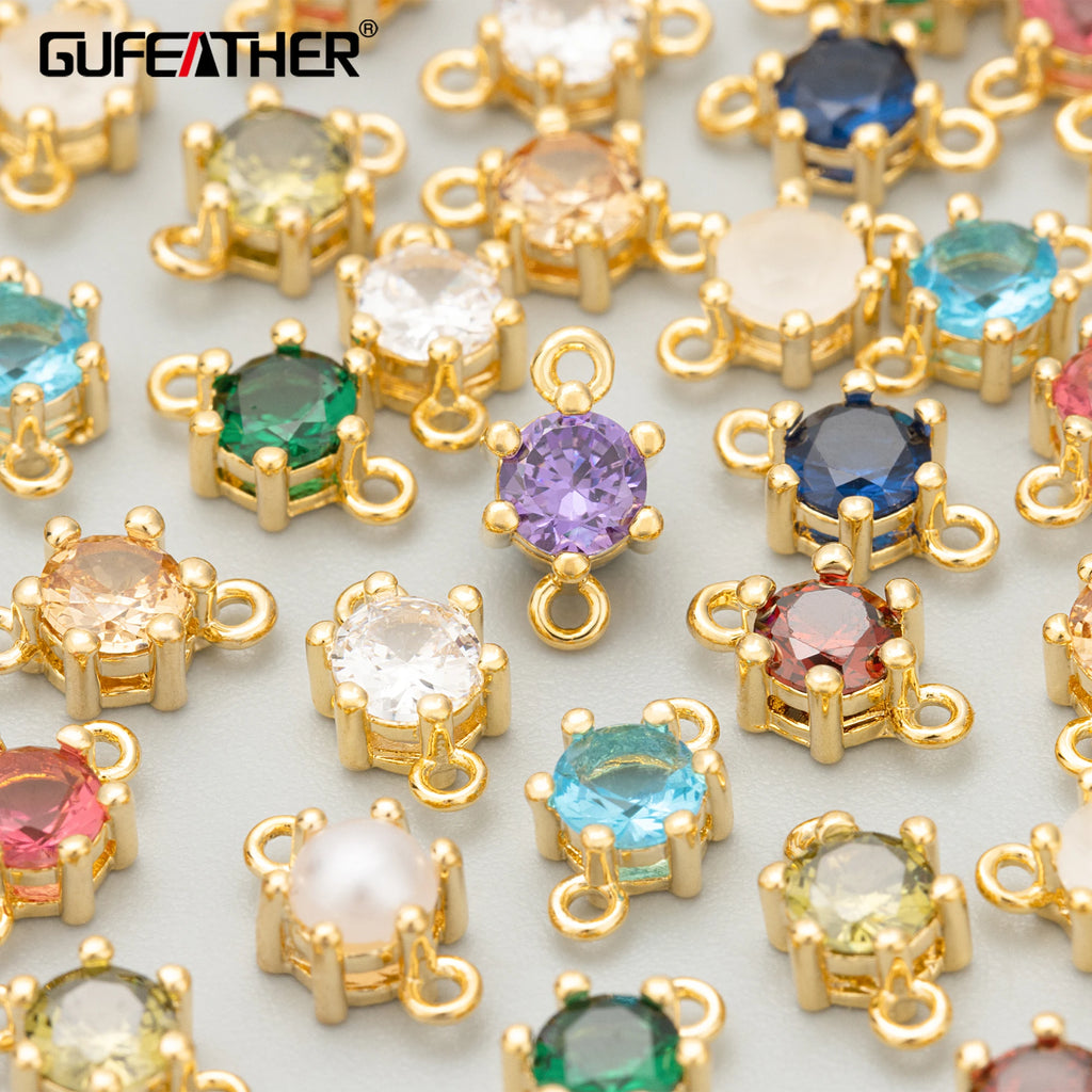 GUFEATHER ME57,jewelry accessories,18k gold plated,nickel free,copper,zircons,charms,jewelry making,diy pendants,10pcs/lot