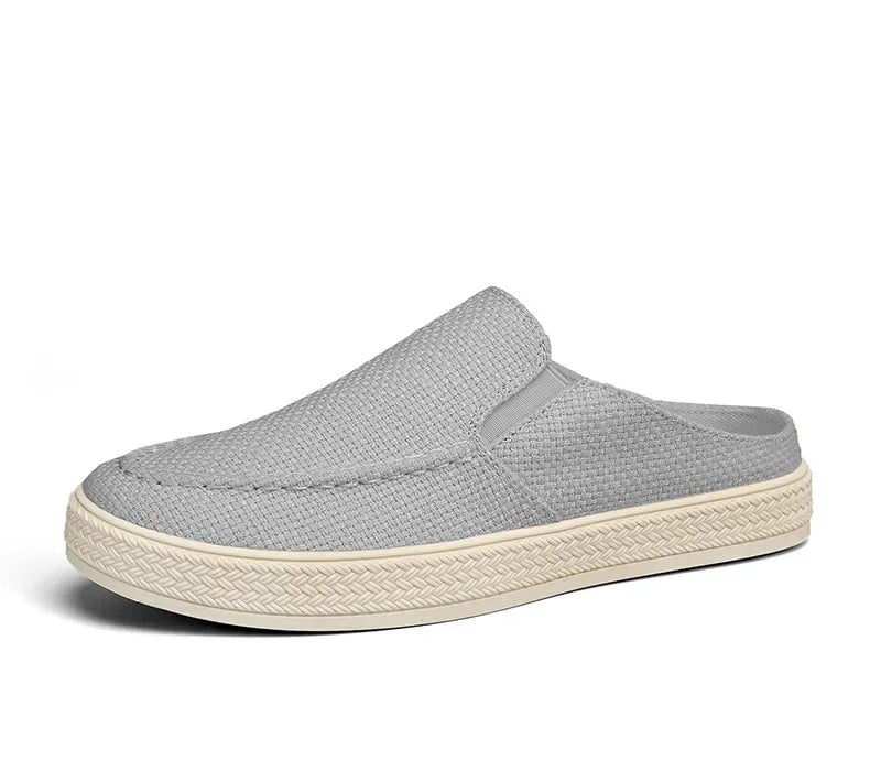 Man Half Slipper Summer New Casual Shoes Half Slippers Breathable Canvas Soft Bottom Lightweight Walking Shoe Vulcanized Shoes