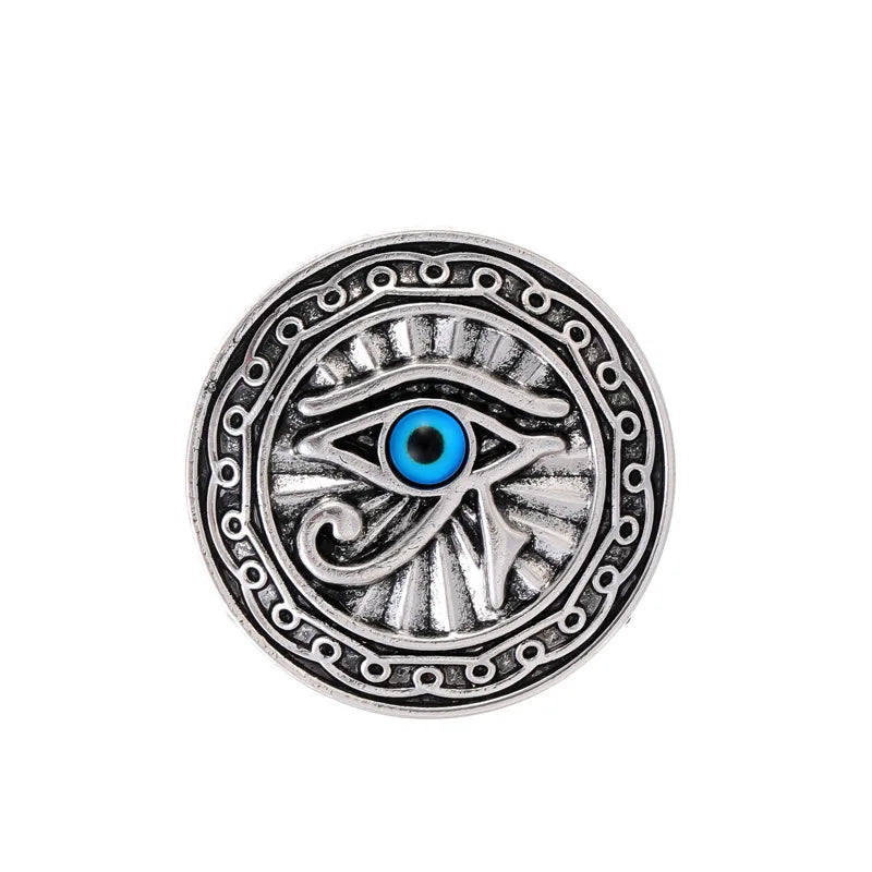 New Egyptian Pharaoh Eye of Horus Brooch Exaggerated punk style personalized blue eyes round card lapel pin costume jewelry gift