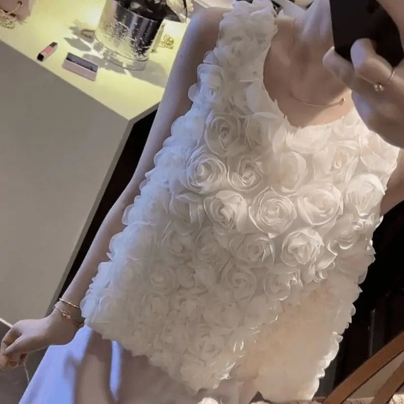 French Three-dimensional Rose Embroidered Sleeveless Vest Women's 2025 Summer Niche Short Top