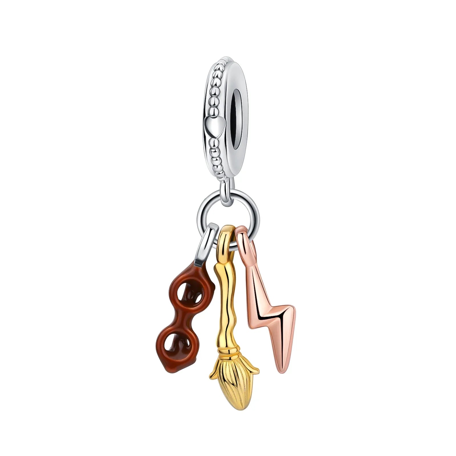 2024 New 925 Sterling Silver Bead Golden Heart-Shaped Lock Birthday Candle Charm Fit Bracelet DIY Women Jewelry
