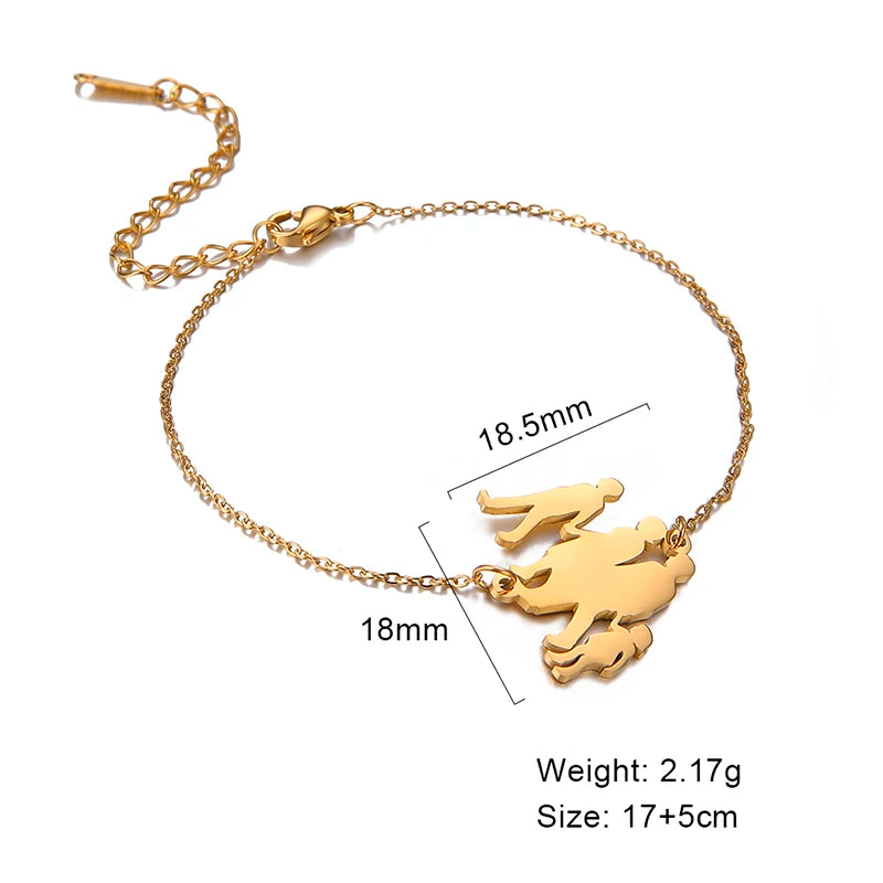 Skyrim Fashion Baby Mom Rope Bracelet Love Family Stainless Steel Charm Bracelets Pulsera Jewelry for Women Mother's Day Gift