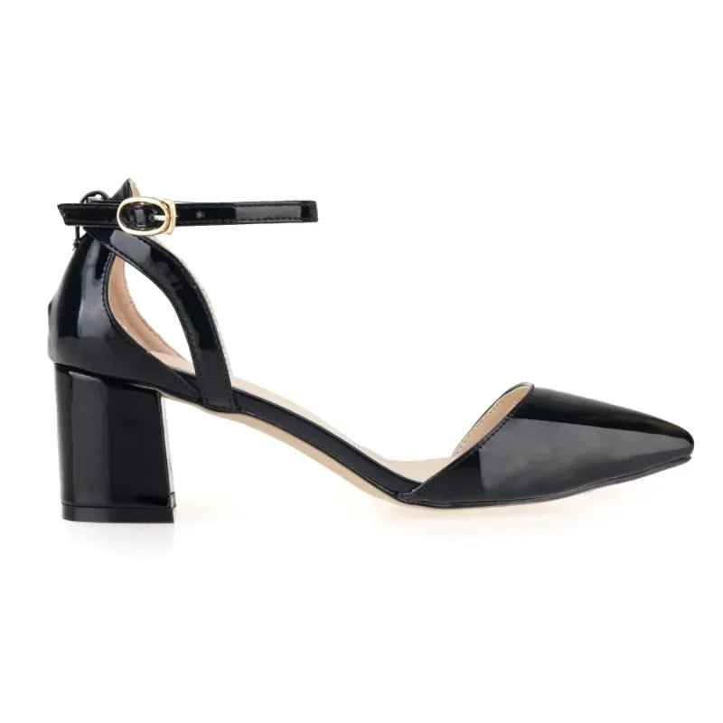 2026 Summer Women Sandals Sexy 5cm Single Work OL Thick High Heels Matte Pointed Toe Pumps Shollow Mouth Party Red Wedding Shoes