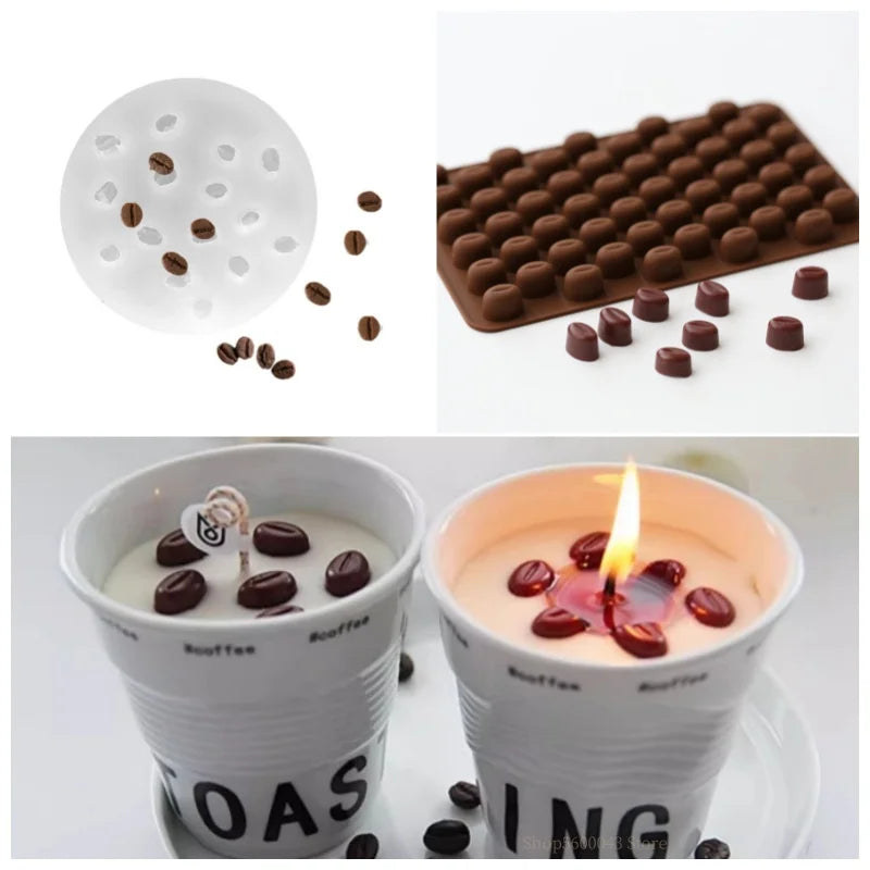 Mini Coffee Bean Silicone Mold Simulation Coffee Bean Chocolate Mold DIY Aromatherapy Candle Decoration Accessories