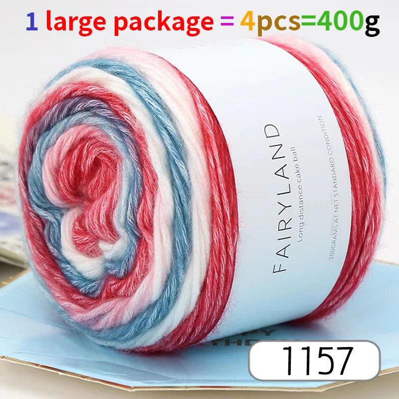 1pc 100g Gradient Rainbow Yarn, Suitable for DIY Crochet and Knitted Warm Sweaters, Scarves, Hats, Shawls, Etc