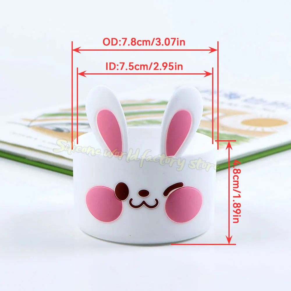 SW 7.5CM Cartoon Animal Bow Silicone Cup Bottom Cover For Stanley 40oz Tumbler Protective Water Bottle Sleeve Anti-slip Cup Boot