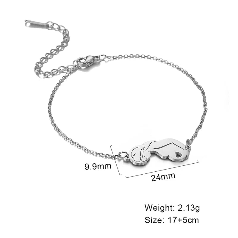 Skyrim Fashion Baby Mom Rope Bracelet Love Family Stainless Steel Charm Bracelets Pulsera Jewelry for Women Mother's Day Gift