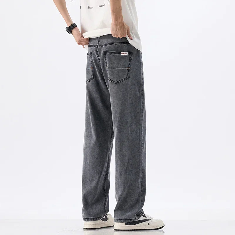 Lyocell Thin Men's Vintage Jeans Casual Loose Denim Pants Korean Fashion Comfortable Straight Summer Male Trousers