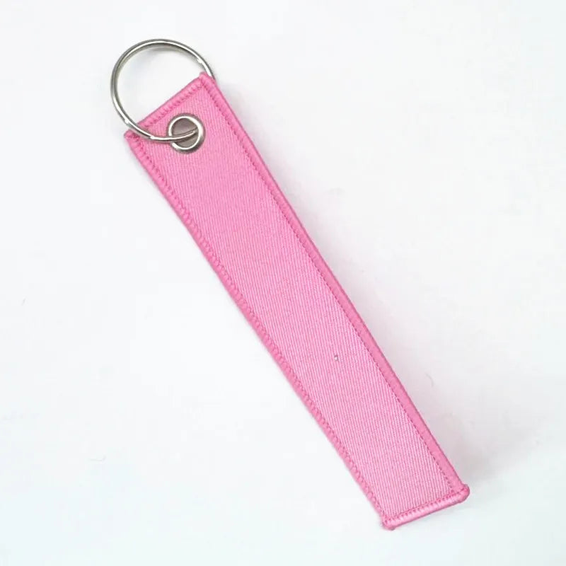 1PC Custom LOGO Keychain Blank Canvas Webbing Personalized Key Chains Motorcycle Popular Ribbon Weave Keyring Bag Accessory