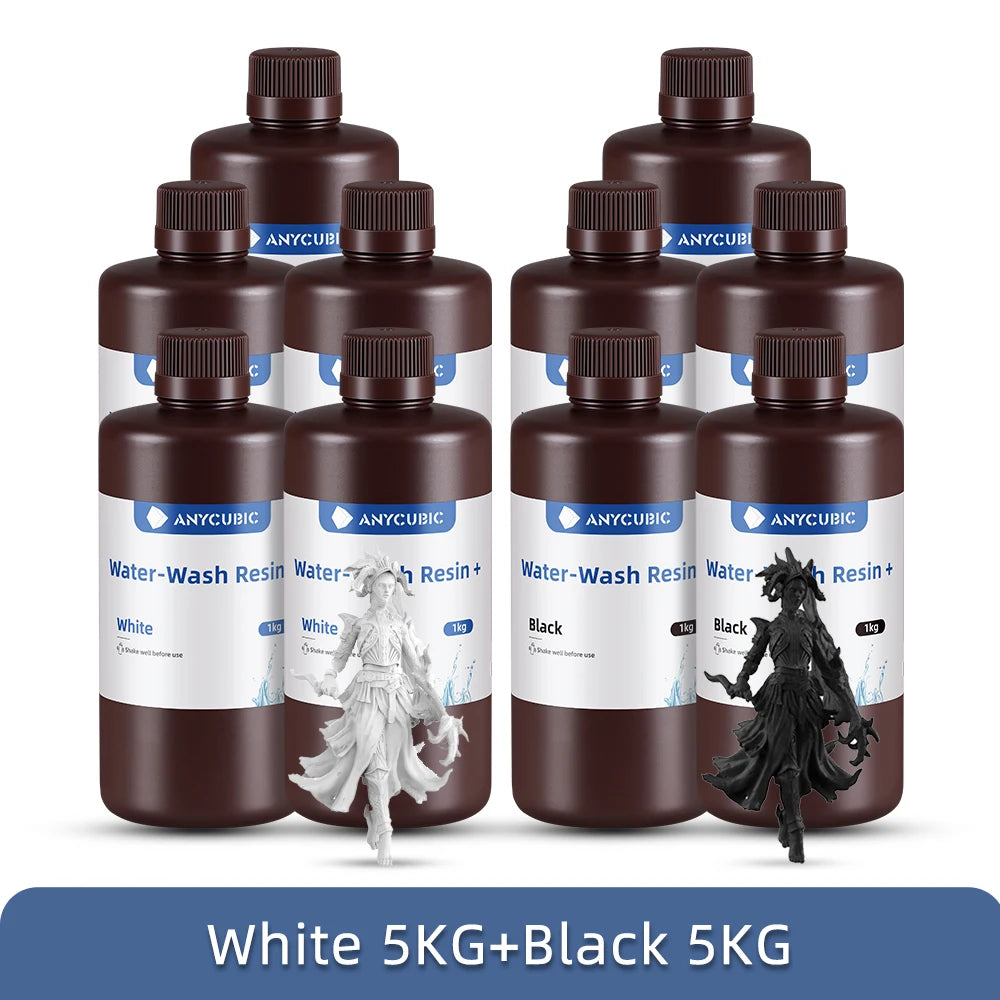 ANYCUBIC 10KG Water-Wash Resin For LCD 3D Printer High Precision Low Odor Low Viscosity 3D Printing Standard Photopolymer