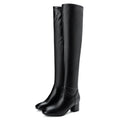 2026 Fashion Knee High Boots Women Winter Boots Square Loe Heel Long Boots Square Toe Zipper Autumn Female Boots Black White