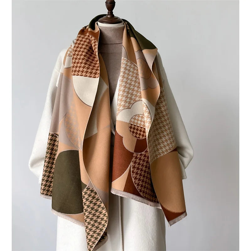 Luxury Winter Scarf Women Cashmere Warm Pashmina Brand Foulard Female Shawls Wraps Thick Soft Bufanda Poncho Scarves Stole 2024