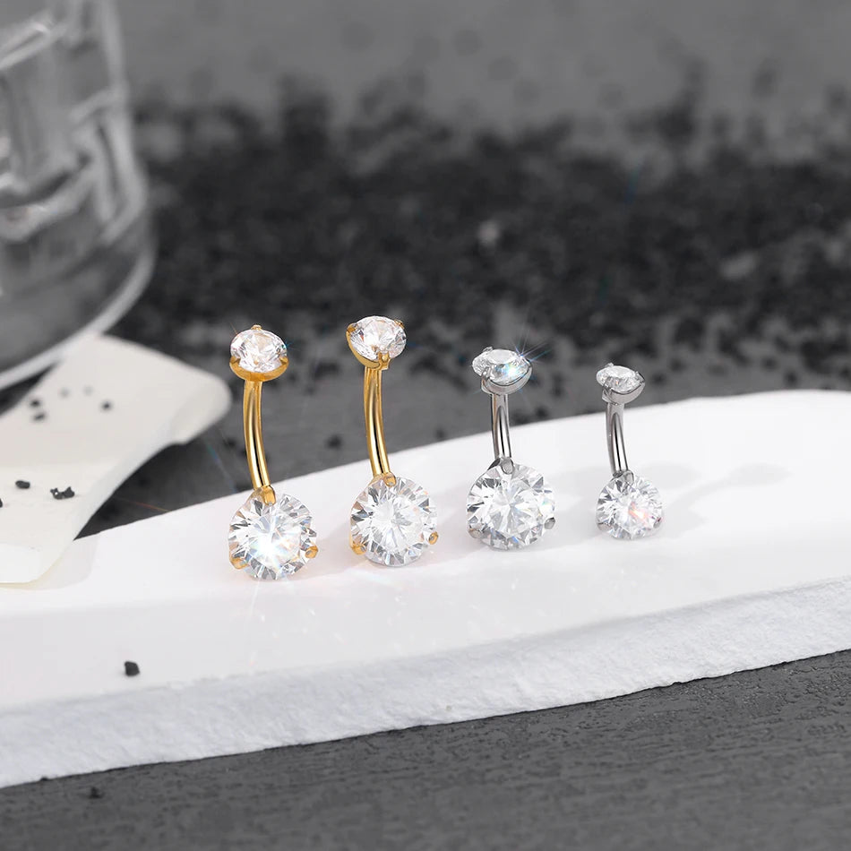 1Pc Titanium Belly Button Ring Zircon Navel Bar Internally Threaded Body Piercing Jewelry Nombril Ombligo Barbell 6/8/10/12mm