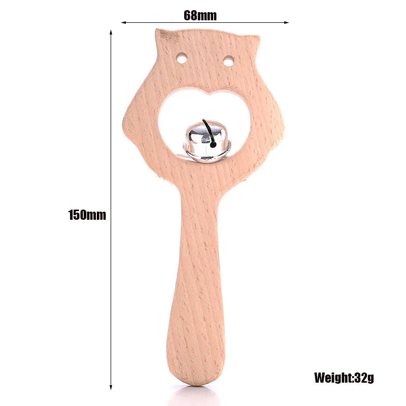 1Pcs Baby Wood Teether Rabbit Owl Beech Wooden Ring Teether Nursing Pendant Baby Animals Rattles Chew Toys Accessories