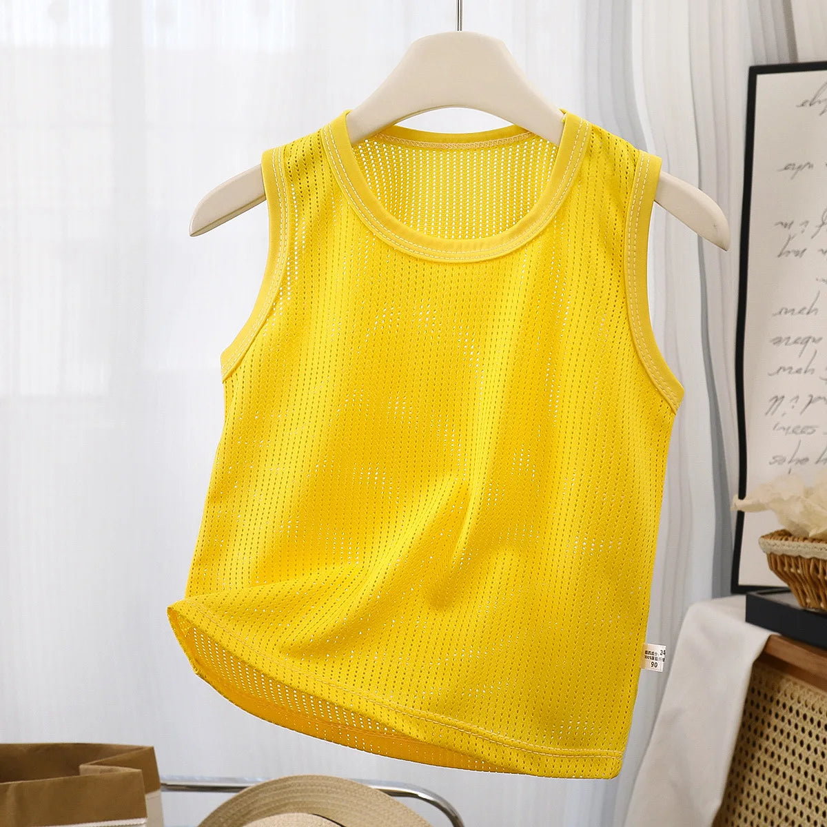 Summer Kids Sleeveless T-shirt Boy Girls Mesh Tank Top Breathable Sports Vest For Toddlers