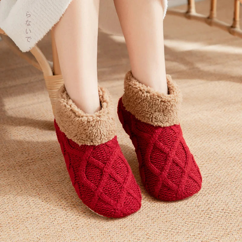 2025 New Thermal Fluffy Non-Slip Slipper Socks Winter Warm Men Women Short Cotton Thickened Fleece Home Sleeping Fuzzy Socks