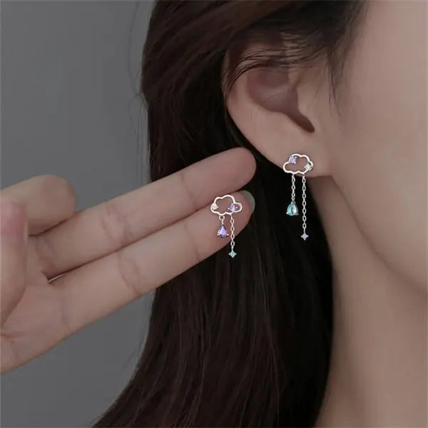 New Trendy Green Zircon Butterfly Earrings for Women Light Luxury Sweet Long Tassel Earrings Aesthetics Wedding Party Jewelry