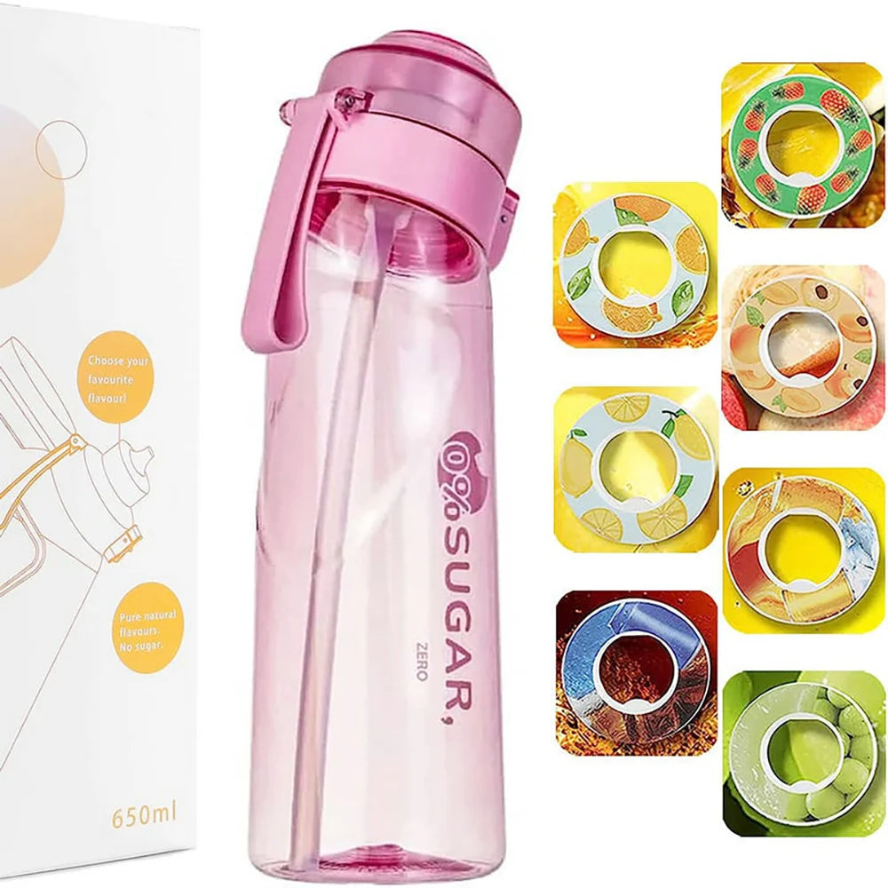 650ml Flavored Water Bottle Sports Drinking Bottle Flavor Pods Fruit Scent Up Water Cup for Outdoor Camping Fitness Fashion