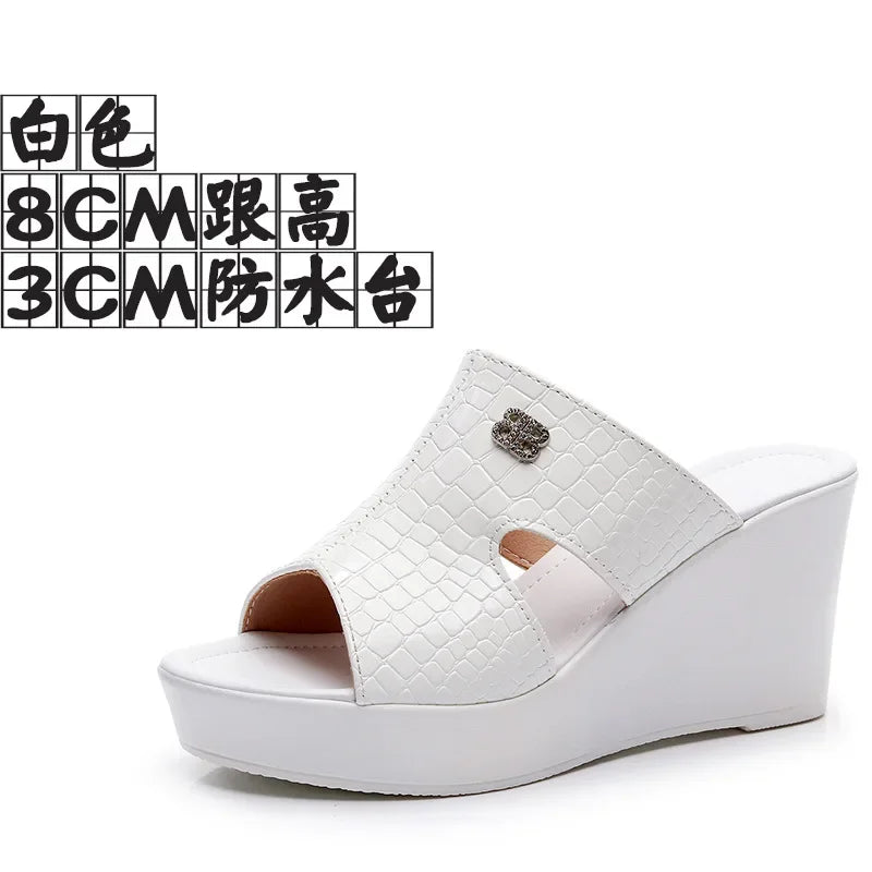 2025 33-43 Summer Wedges Heeled Slippers Ladies Shoes for Women Sandals Peep Toe Outside Women's Slipper Female Platform Sandal