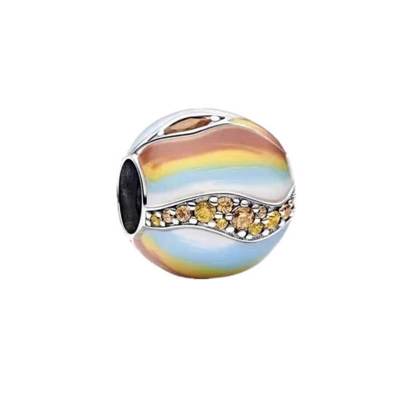2026 Bestselling DIY Heart&Round Jewelry Gift Fit Original European Silver Bracelet Necklace Flower Charm Coffee Ice Cream Bead