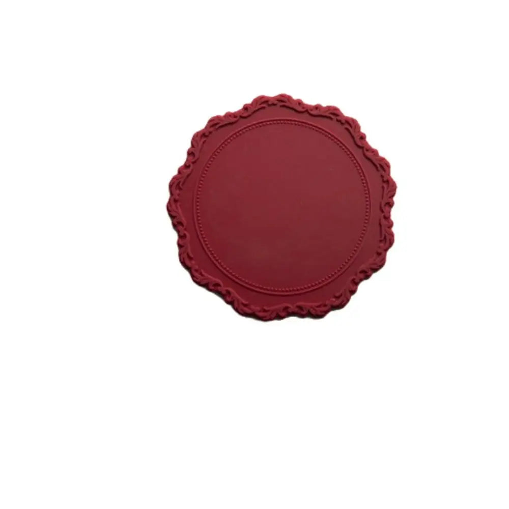 2pcs Lace Round Tableware Pad Silicone Coaster Cup Mat Non-slip Placemat