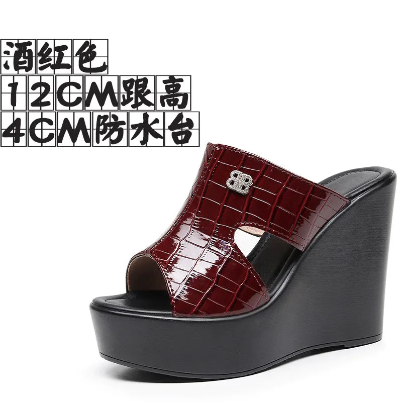 2025 33-43 Summer Wedges Heeled Slippers Ladies Shoes for Women Sandals Peep Toe Outside Women's Slipper Female Platform Sandal