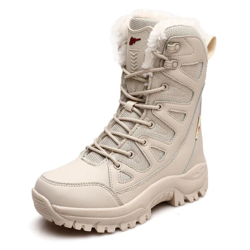 Winter Warm Plush Fur Snow Boots Waterproof Men's Boots Outdoor Non-slip Work Boots Combat Desert Boots Motorcycle Boots