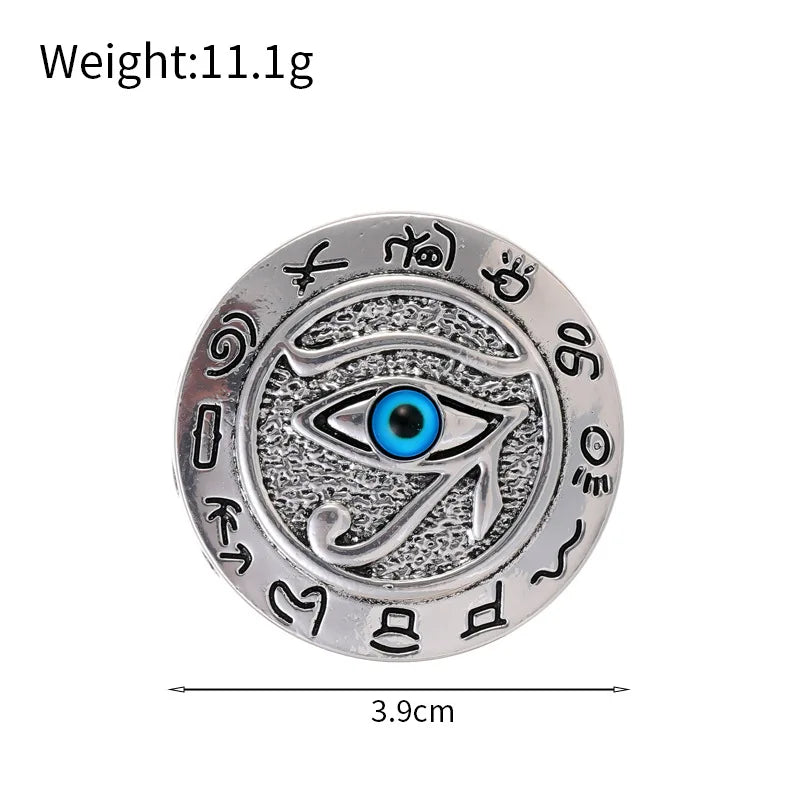 New Egyptian Pharaoh Eye of Horus Brooch Exaggerated punk style personalized blue eyes round card lapel pin costume jewelry gift