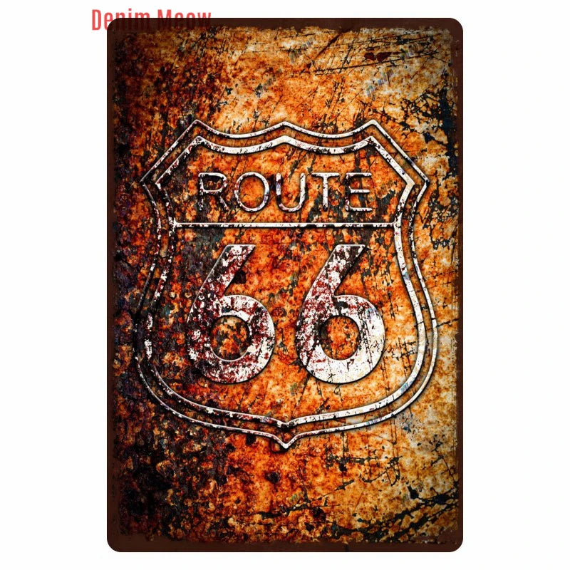 Mother Road Vintage Metal Sign Plate, New Style, Route 66, Old Route 66, Neon Light Effect, Mancave home Decor, WY14