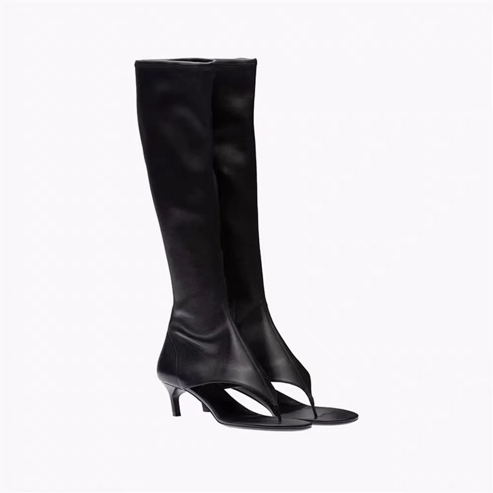 2026 Women's Modern Boots Fish Mouth Clip Toe Mid Heel Boot Fashionable Solid Thin High Heel Side Zipper High Tube Cool Boots