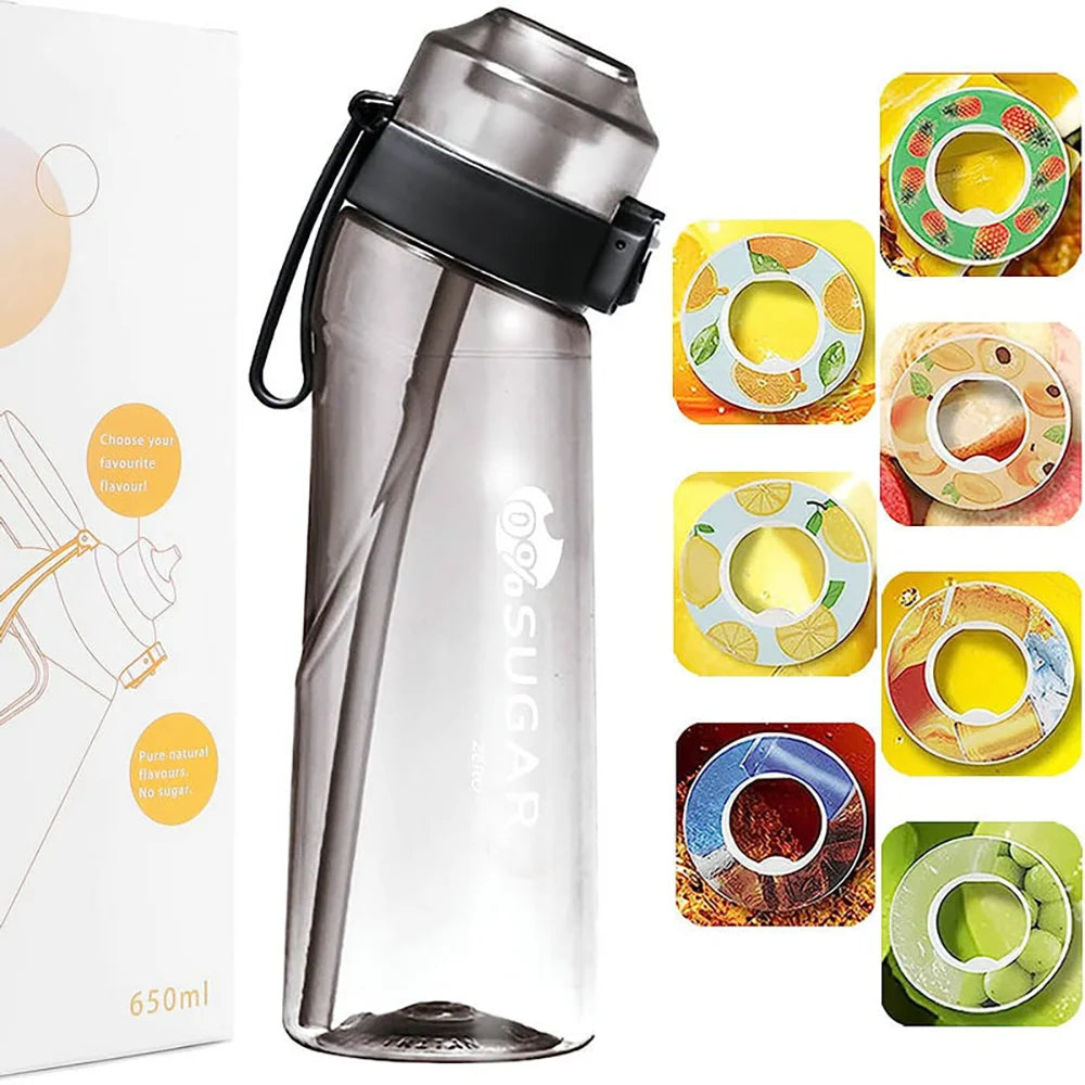 650ml Flavored Water Bottle Sports Drinking Bottle Flavor Pods Fruit Scent Up Water Cup for Outdoor Camping Fitness Fashion