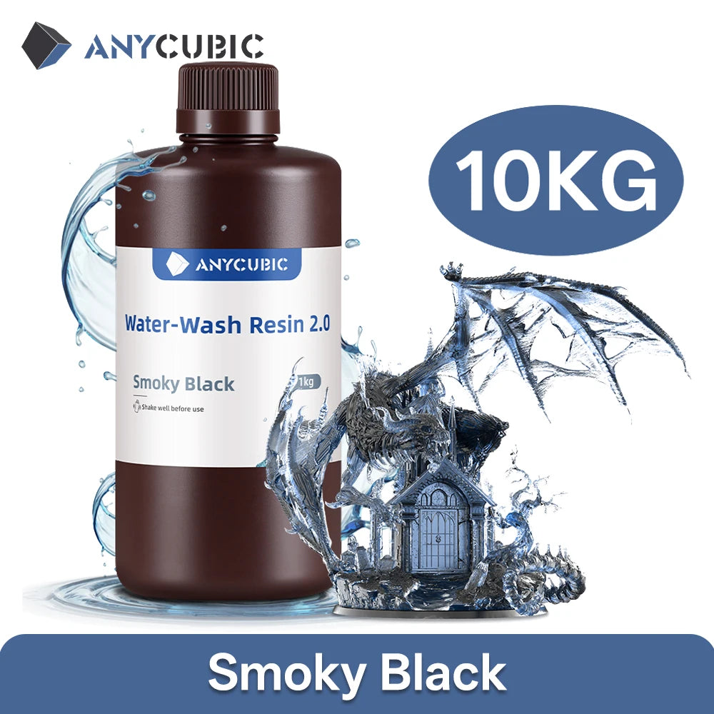ANYCUBIC 10KG Water-Wash Resin For LCD 3D Printer High Precision Low Odor Low Viscosity 3D Printing Standard Photopolymer