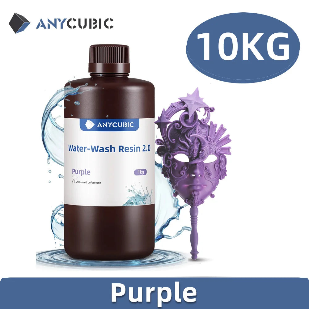 ANYCUBIC 10KG Water-Wash Resin For LCD 3D Printer High Precision Low Odor Low Viscosity 3D Printing Standard Photopolymer