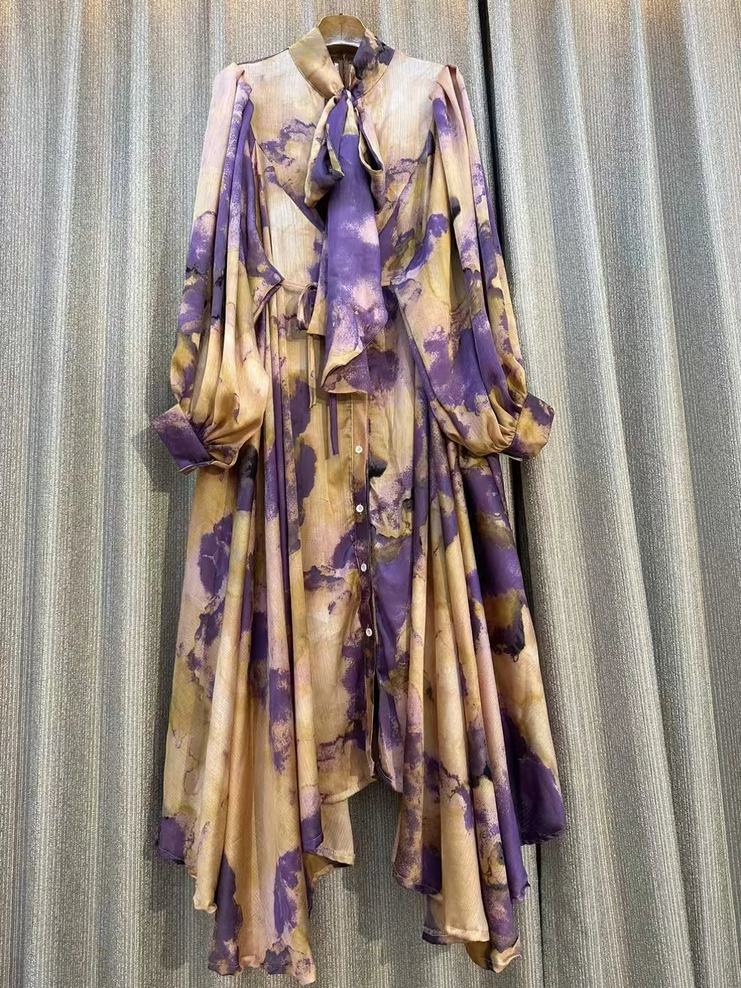 Jarlrysberg Luxury Bohemian Maxi Dress for Women Long Sleeve Irregular Print Loose Casual Vintage Fashion Party Dress New 2025