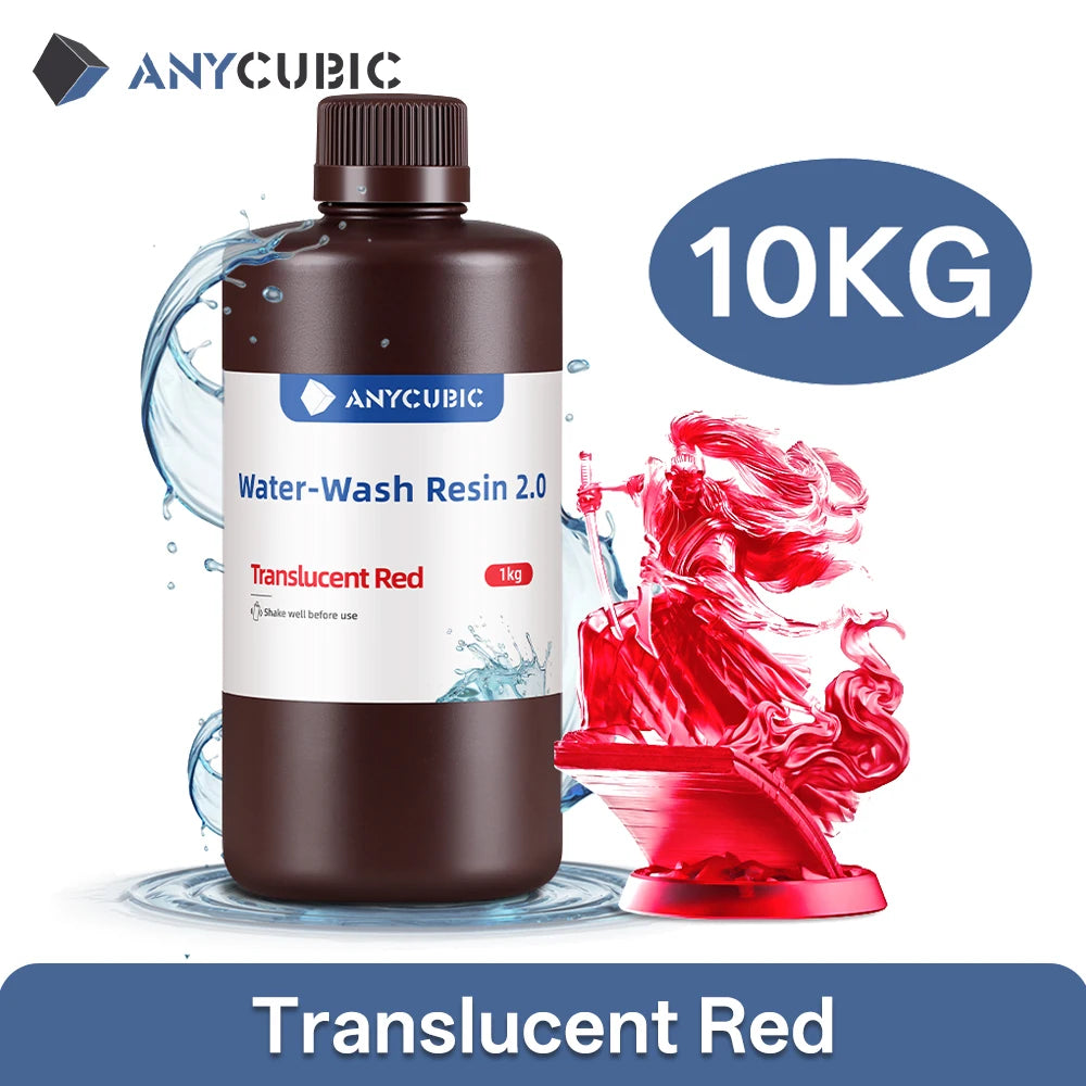ANYCUBIC 10KG Water-Wash Resin For LCD 3D Printer High Precision Low Odor Low Viscosity 3D Printing Standard Photopolymer