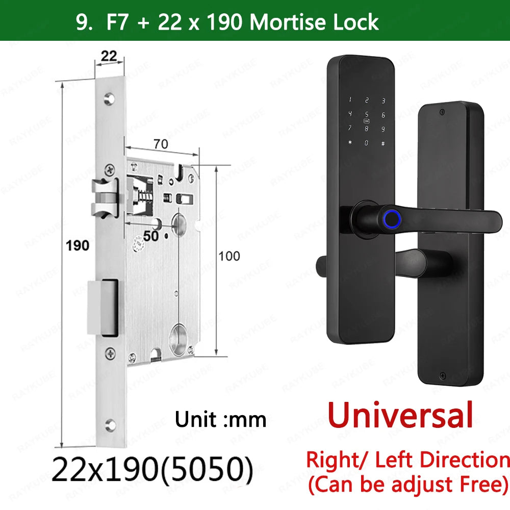 Do Brasil RAYKUBE F7 TT Lock Bluetooth Fingerprint Electric Door Lock Portuguese/English Voice Version With Longer Larger Handle