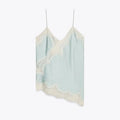 Summer Women Halter Top Satin Lace Spliced Tank Backless Deep Neck Sexy Vest Irregular Hem Vestidos 2025 Lady Vacation Sexy Tops